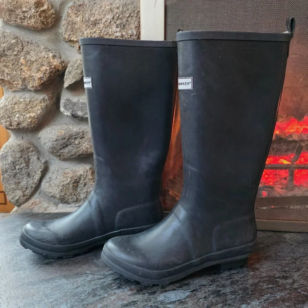 Smith & Hawken Black Rubber Rain/Snow Winter Boots Size 8